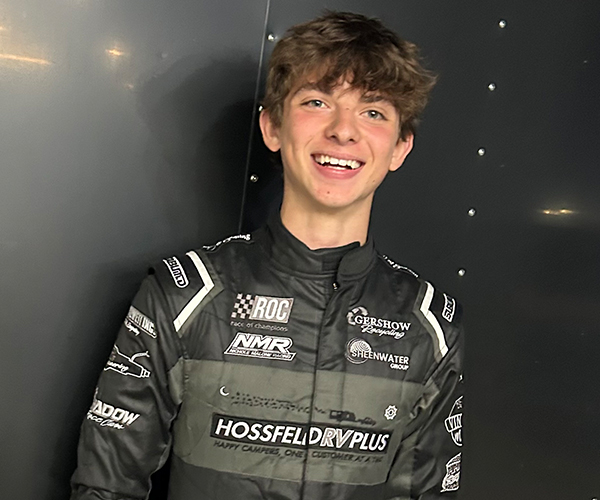 Mason Hanel seated in race car